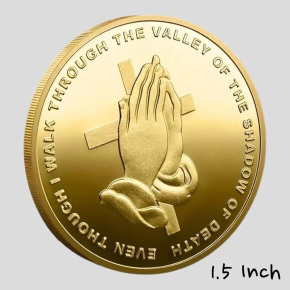 COPY - Psalm 23:4 Bible Verse Prayer Hands Challenge Coin - Picture 1 of 2